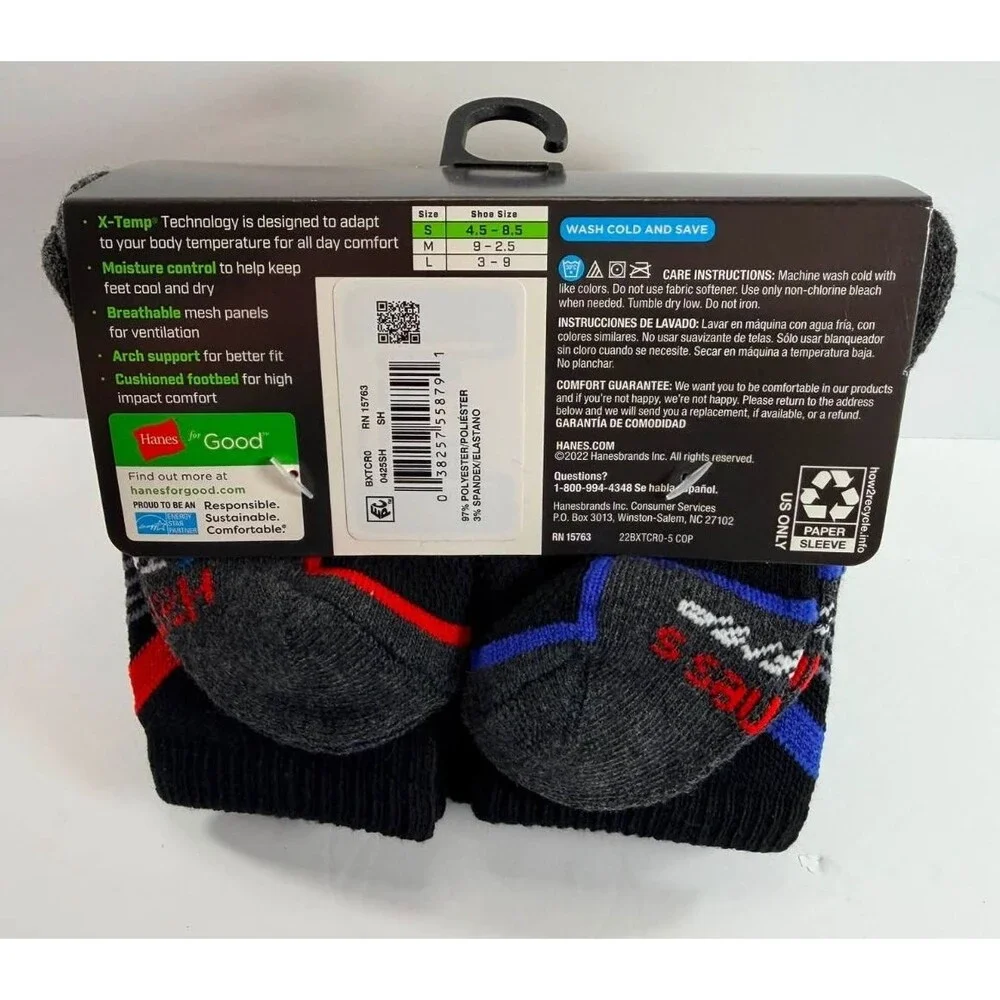 Hanes Boys Performance Crew Socks – 10 Pair Pack – Size Small (4.5–8.5)